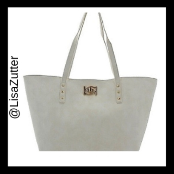 bebe Handbags - bebe tote bag off white Reversible + cosmetic bag